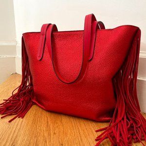 Calvin Klein Jeans Metallic Fringe Leather Tote